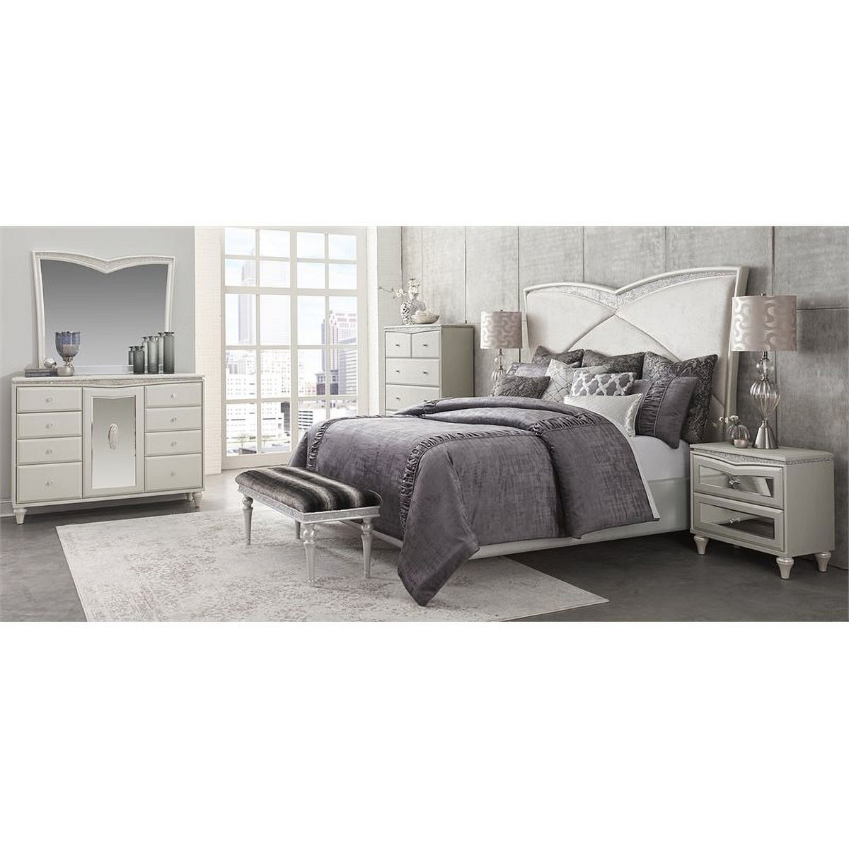 Eastern King Upholstered Bed in Dove Gray E5439