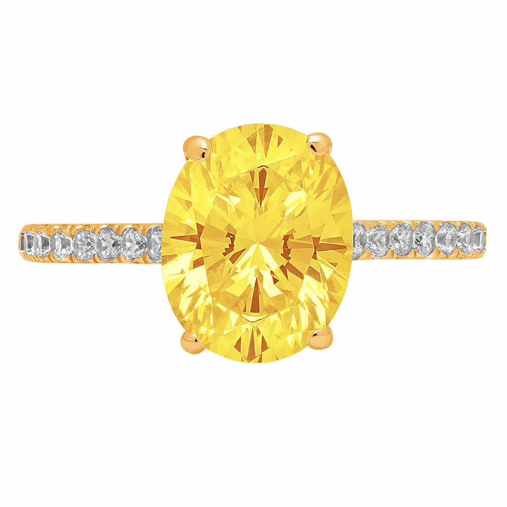 18K Yellow Gold Solitaire Ring with Accents Z873262