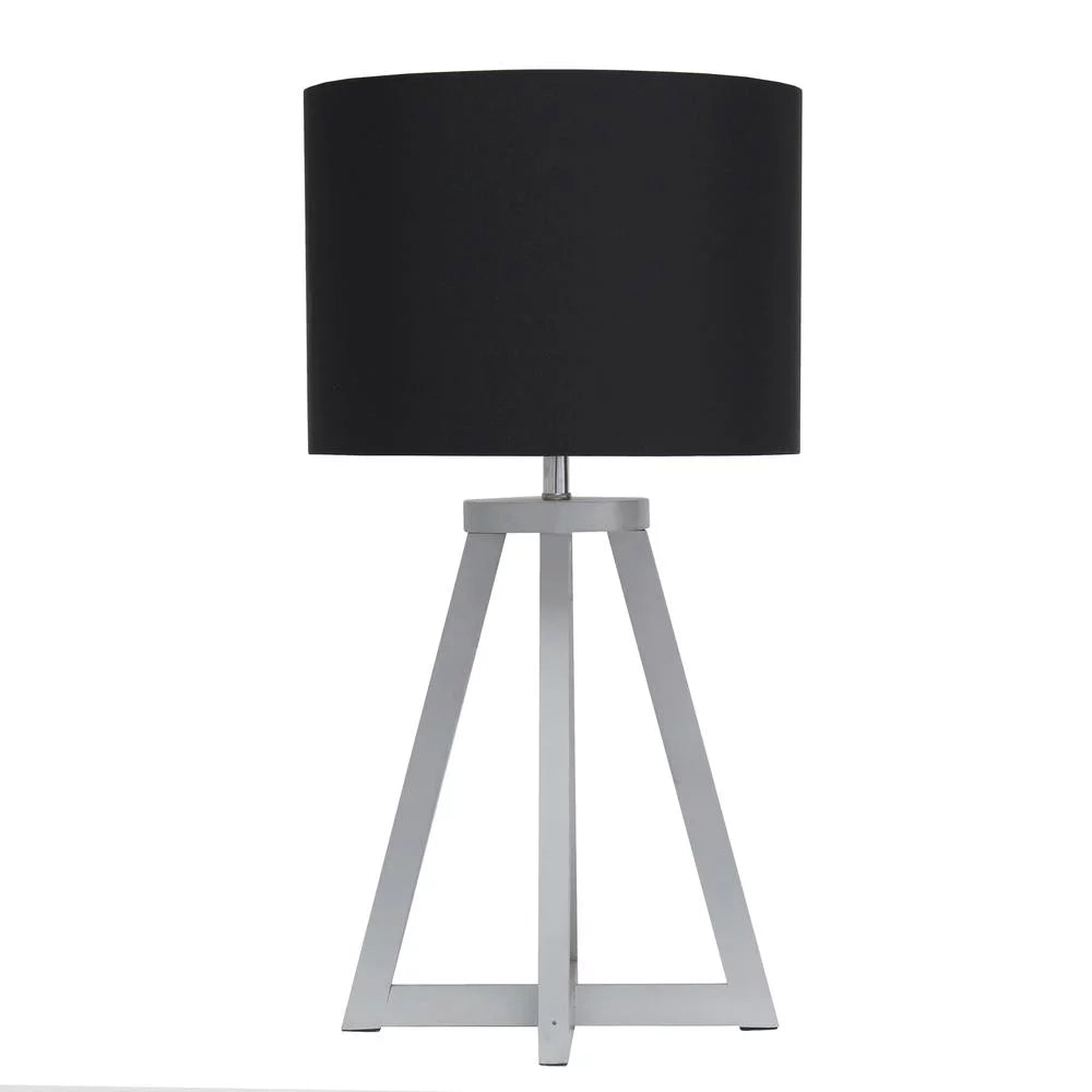 Gray Wood Table Lamp with Black Fabric Shade E215291
