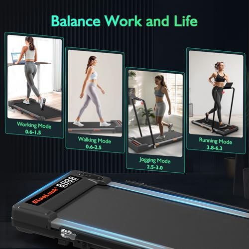 Under Desk Treadmill 2 in 1 Portable Walking Treadmill with Remote Control D8613