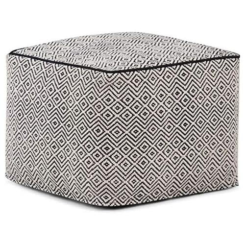 Cotton Woven Square Pouf Ottoman F88756