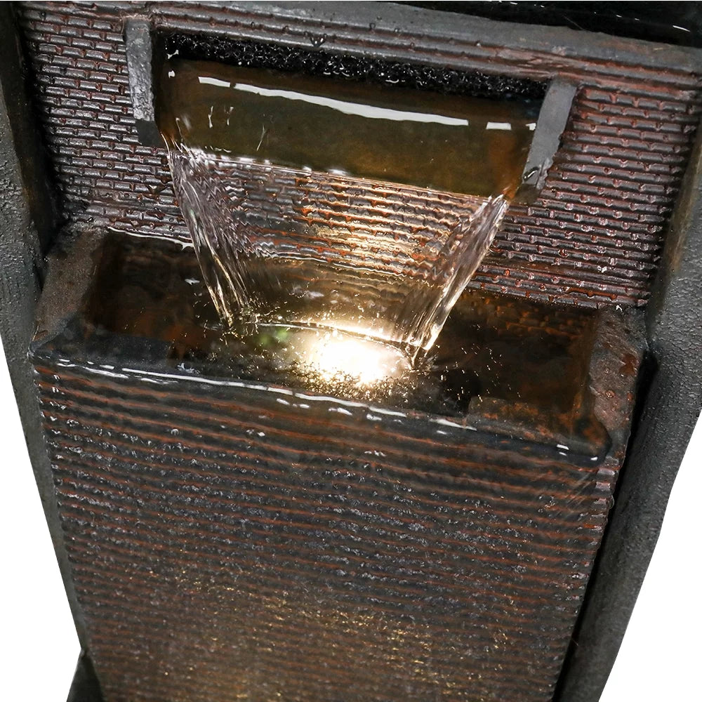 39.3” H Modern Floor-Standing Waterfall Fountain with Led Lights Q200