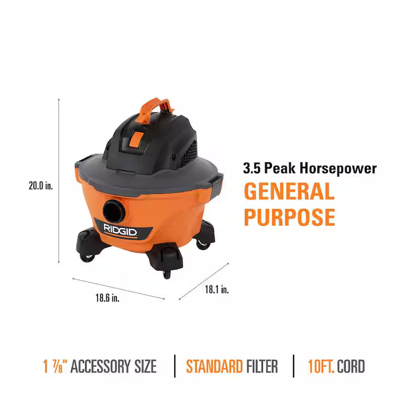 6 Gallon Wet/Dry Shop Vacuum with Hose and Accessories N73828