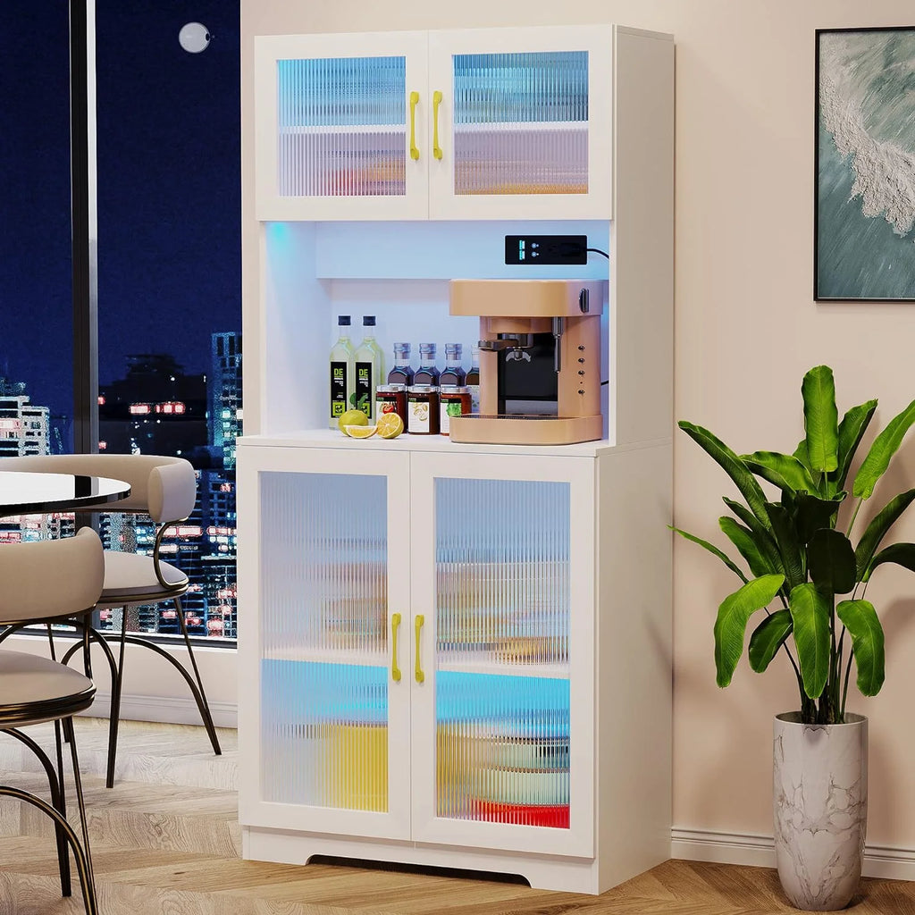 67" White LED Storage Cabinet with Charging Station V8789
