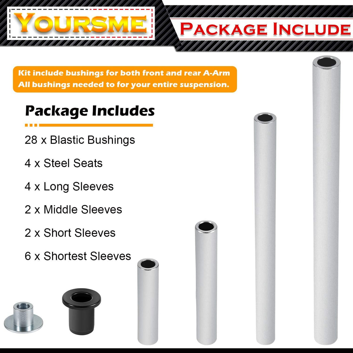 HDPE A Arm Bushing Kit 46 Pieces O3879