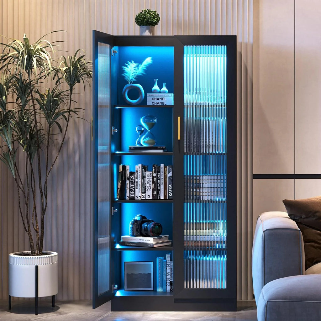67" White LED Storage Cabinet with Charging Station V8789