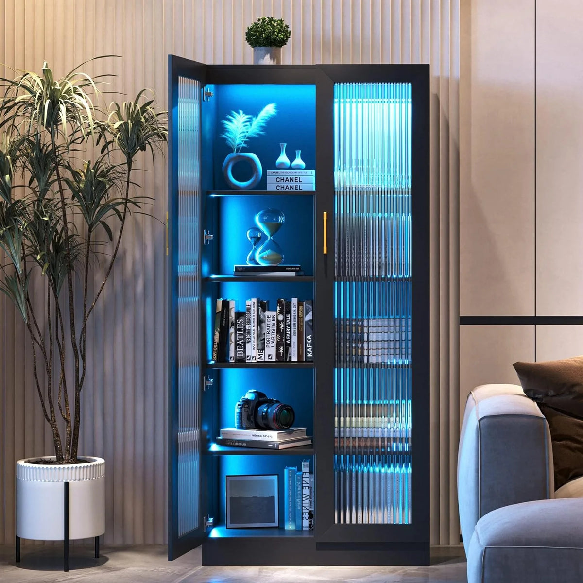 67" White LED Storage Cabinet with Charging Station V8789