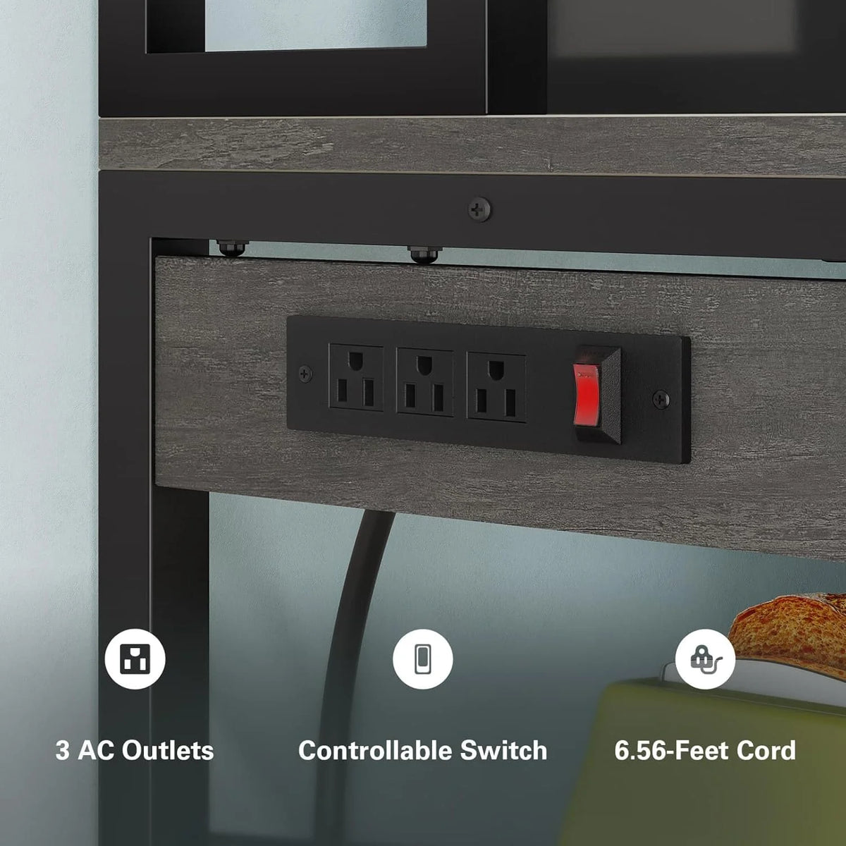39.4 Inch Wide 5 Tiers Bakers Rack with 3 Power Outlets K880536