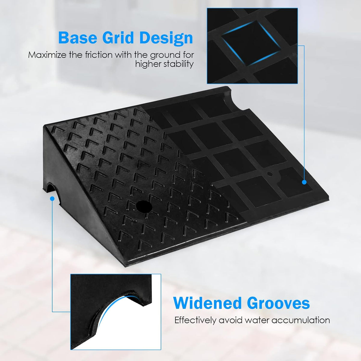 Rubber Curb Ramps, 6 H x 19 W, Pack of 2 N630