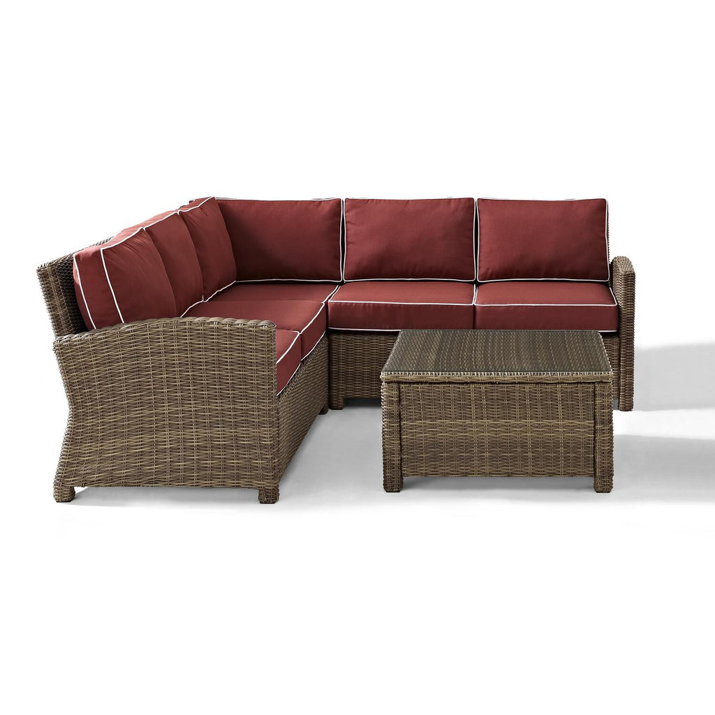 4Pc Outdoor Wicker Sectional Set Sangria Weathered Brown V52790