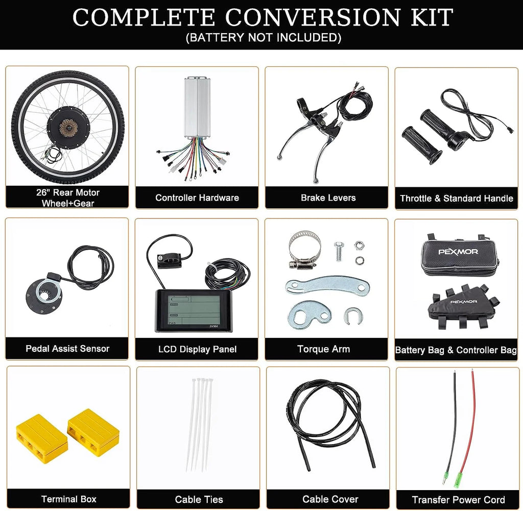 48V 1500W 26" Rear Wheel Electric Bike Conversion Kit S7880