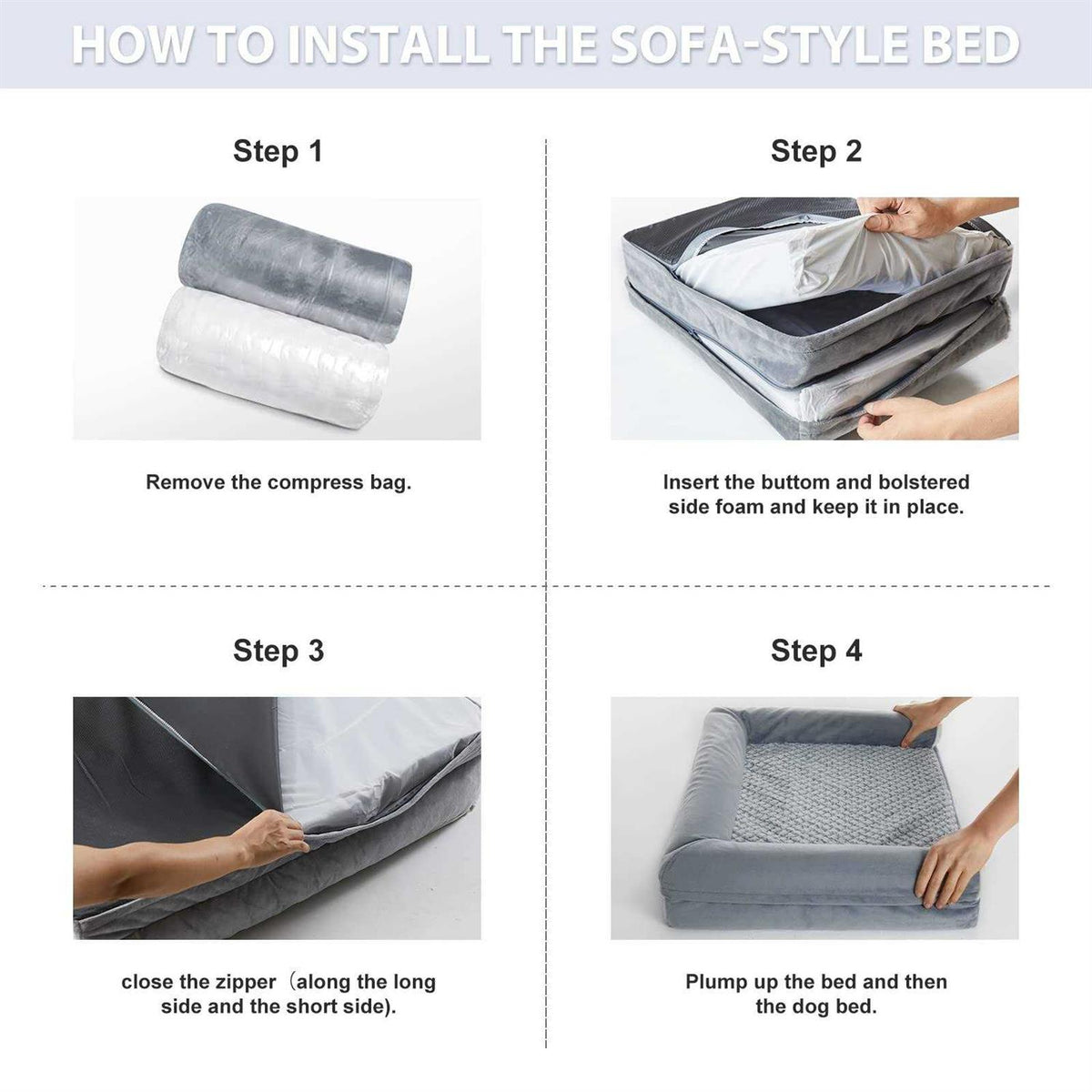 Large Dogs Orthopedic Sofa Dog Bed with Removable Waterproof Cover D47323