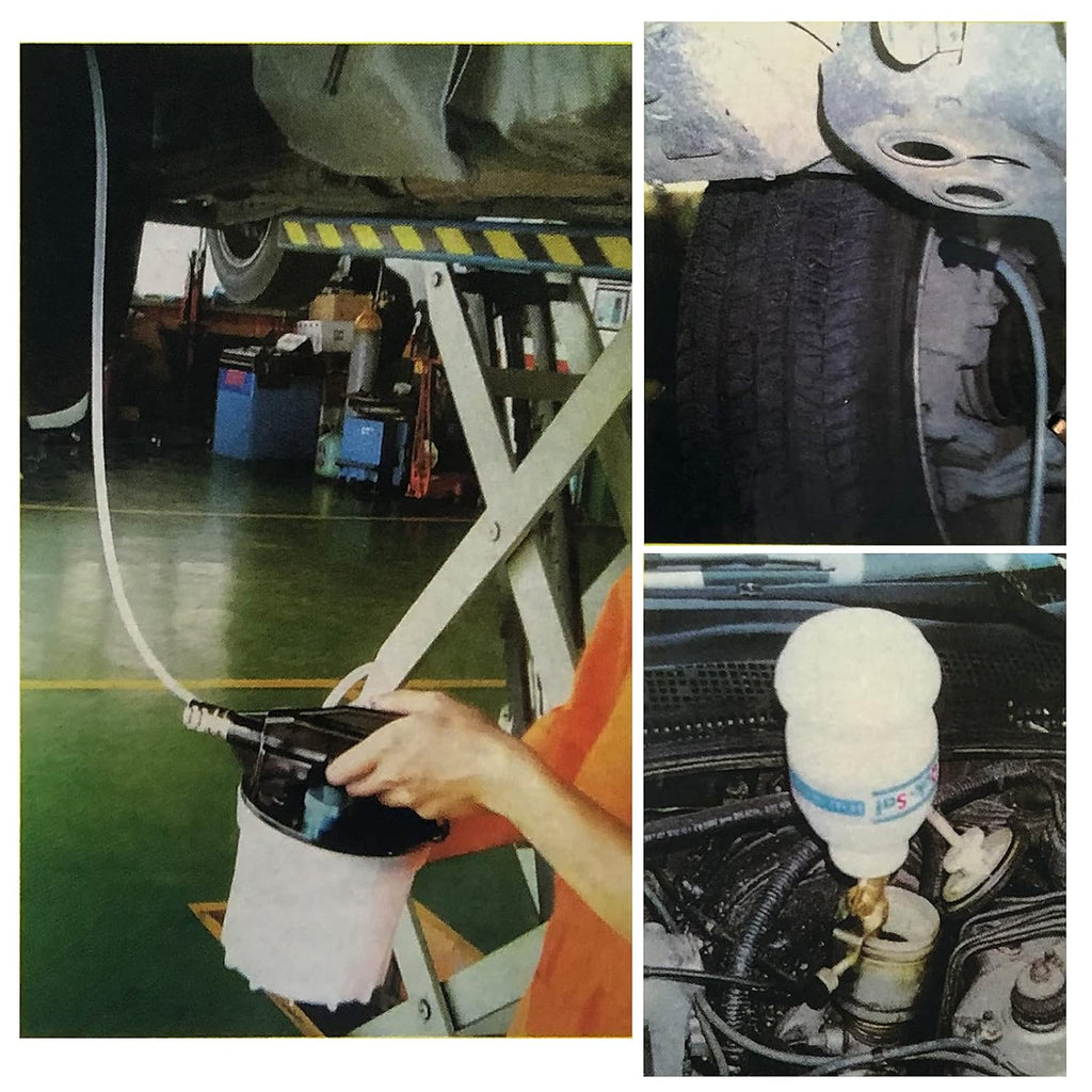 2L Vacuum Brake Bleeder Kit with 2L Brake Fluid Extractor and 1L Refilling Bottle, Two Silicon Hoses Z3564
