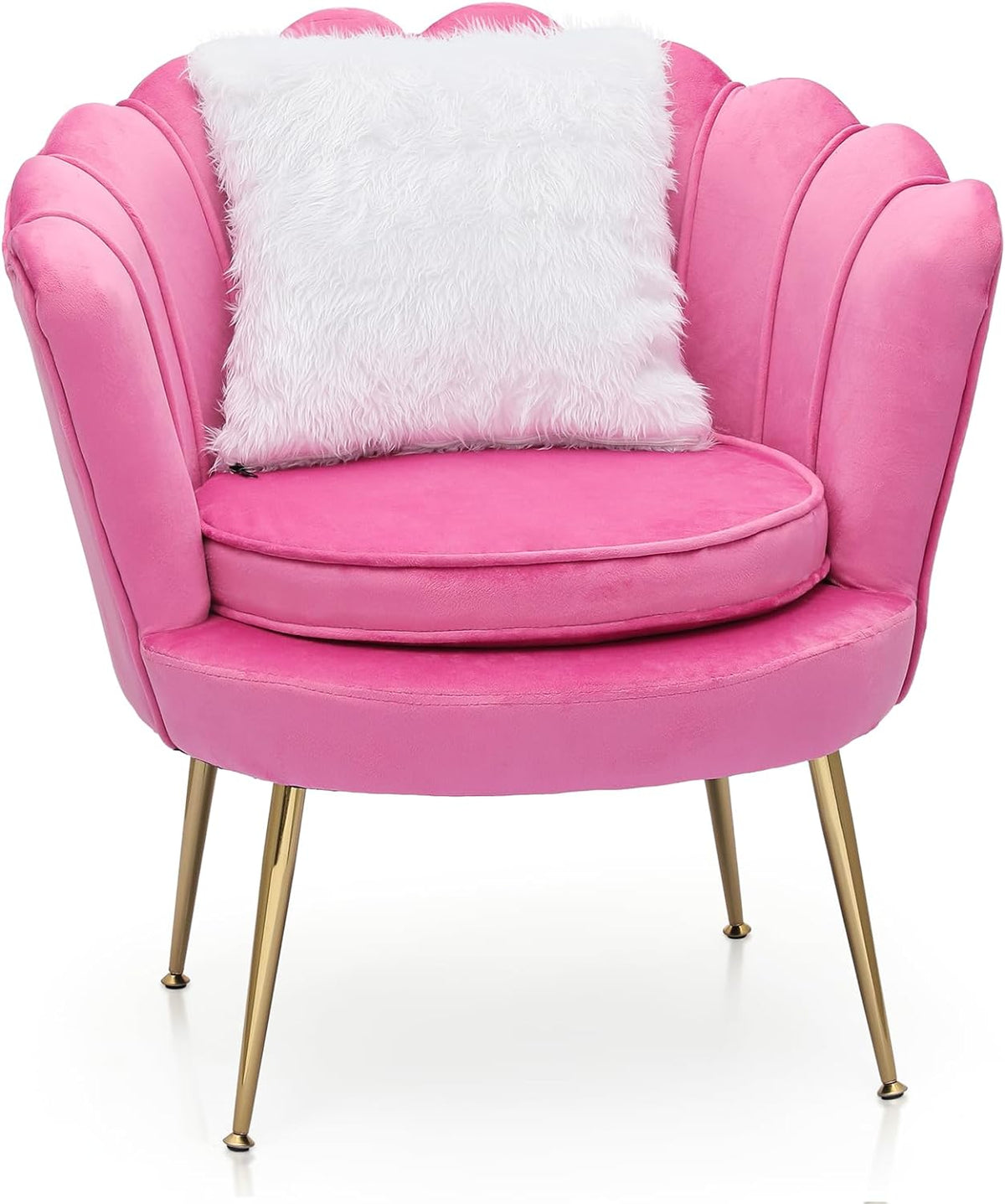 Velvet Tufted Chair with Cushion and Golden Legs F416990