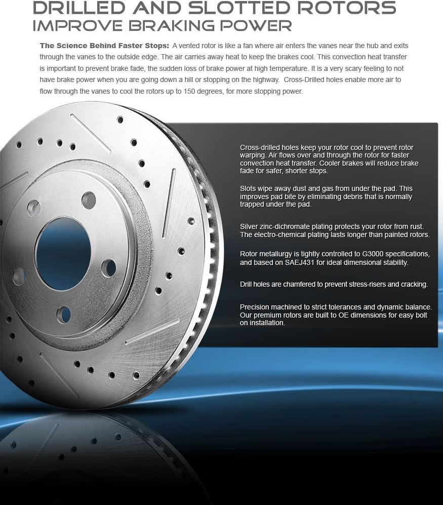 Front and Rear Brake Rotors + Ceramic Brake Pads + Clips N855