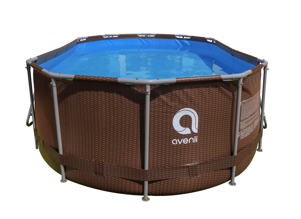 14 ft. Brown Oval Steel Frame Above Ground Swimming Pool W1024
