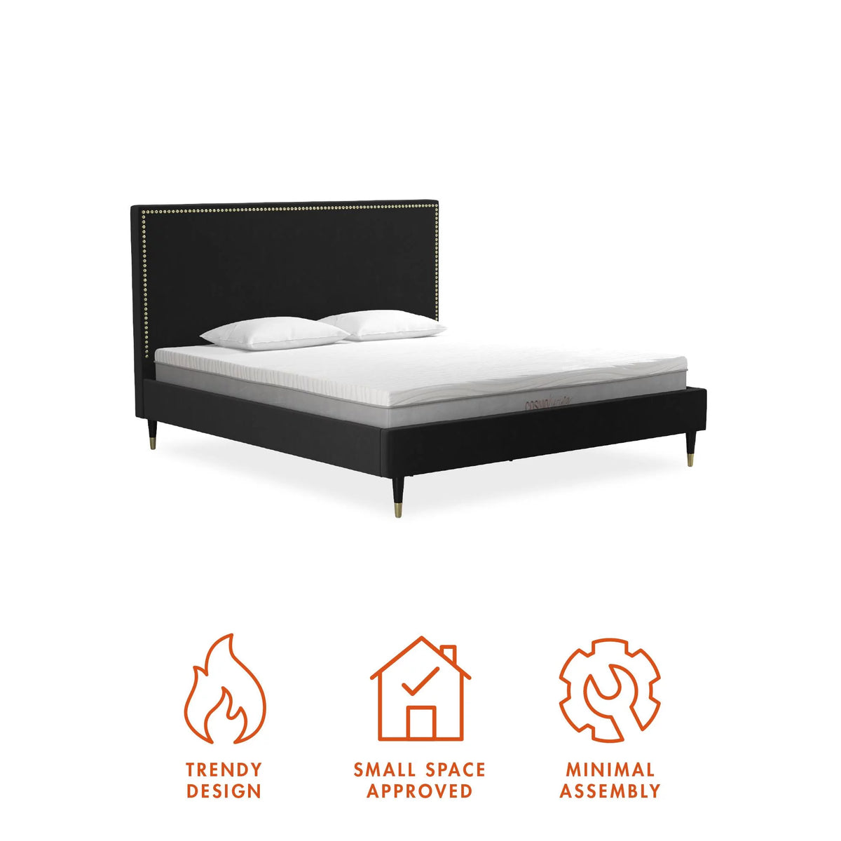 Black Velvet King Upholstered Bed M70868