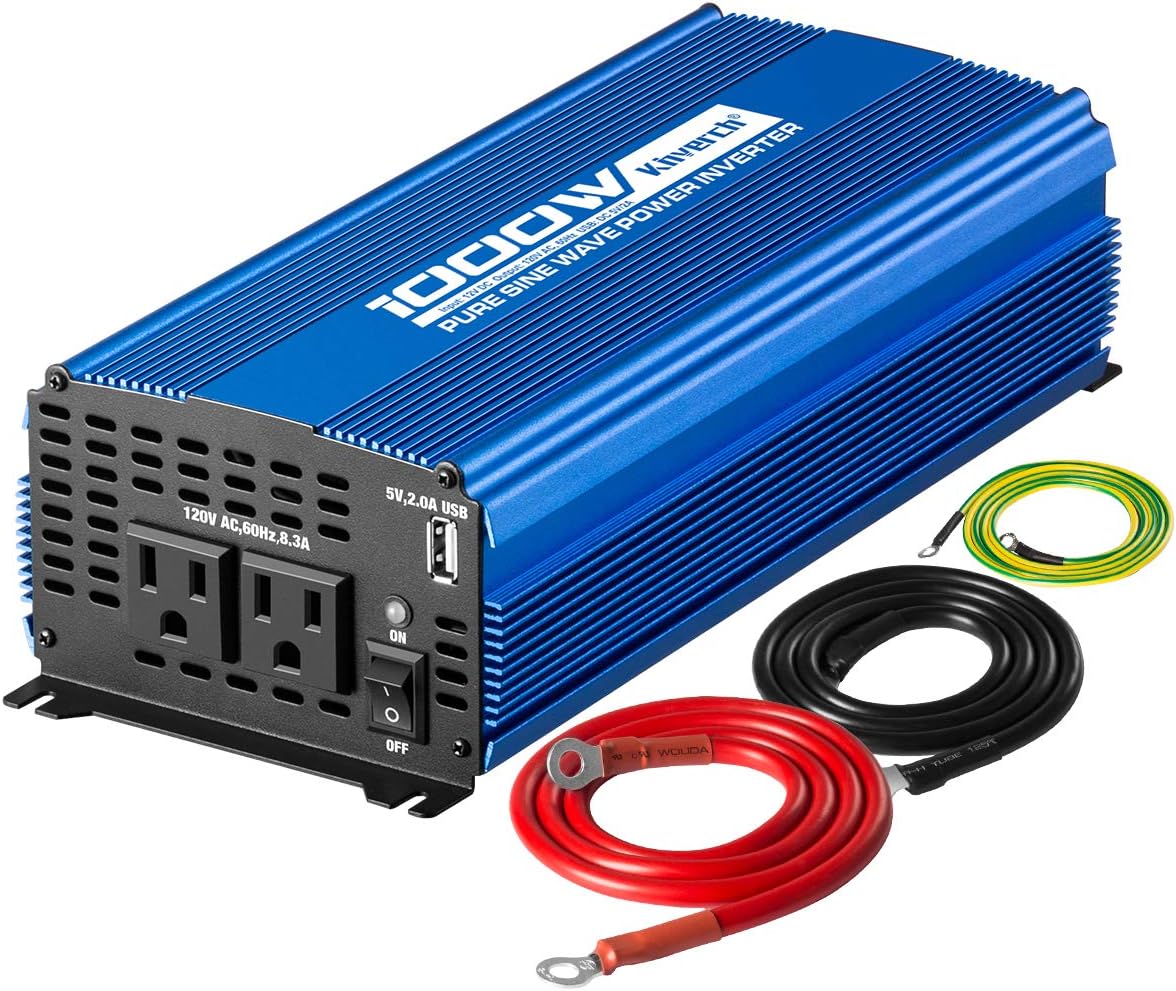 1500W Pure Sine Wave Power Inverter 12V DC to 110V AC with Bluetooth F128815