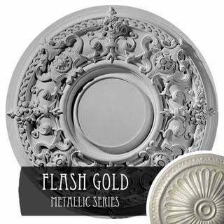 32 3/4x22OD x 2 1/2x22P Ceiling Medallion, Hand-Painted Flash Gold H176