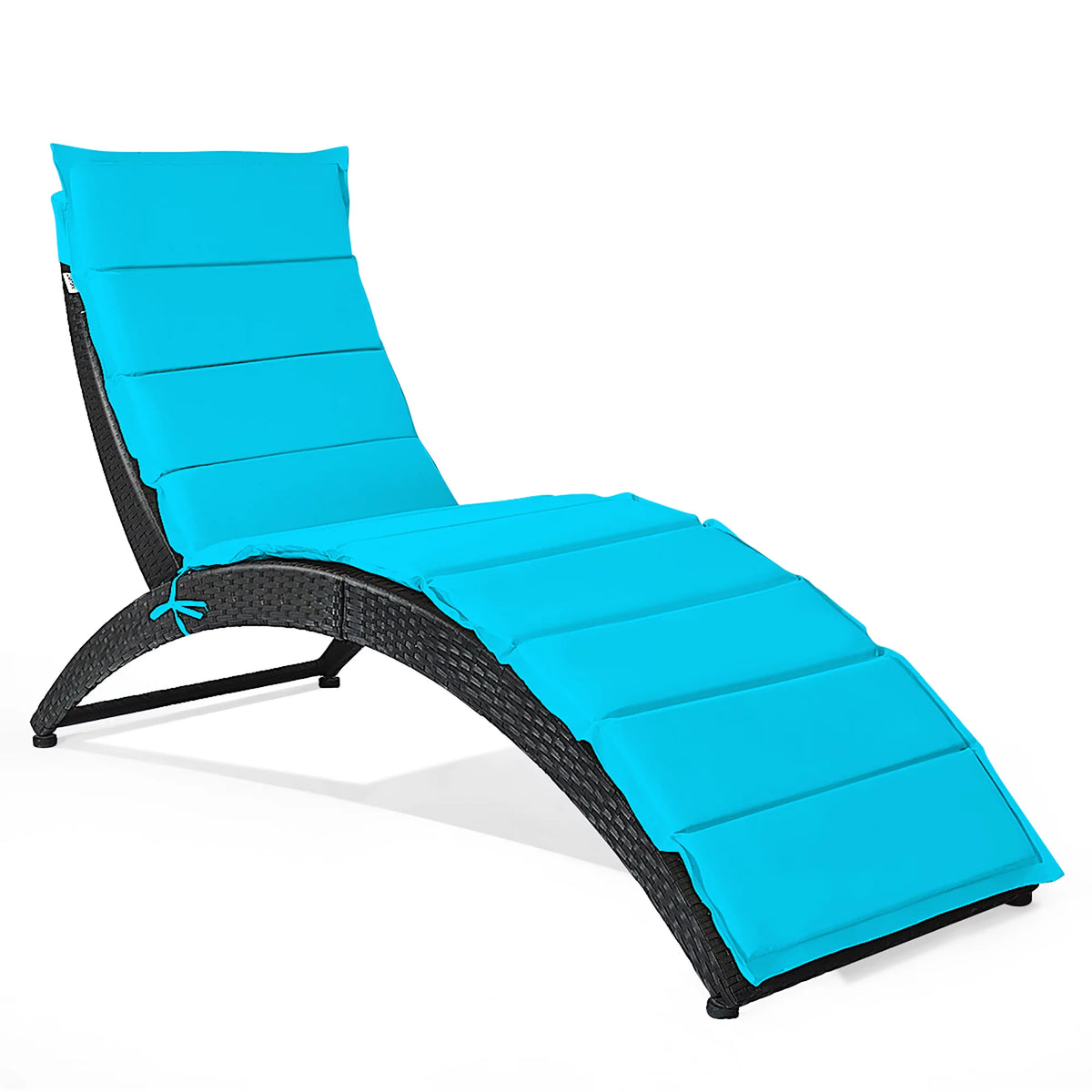 Folding Patio Rattan Lounge Chair Chaise Cushioned Red E256767