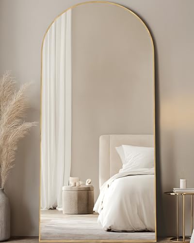 76"x34" Black Arched Floor Mirror A3828