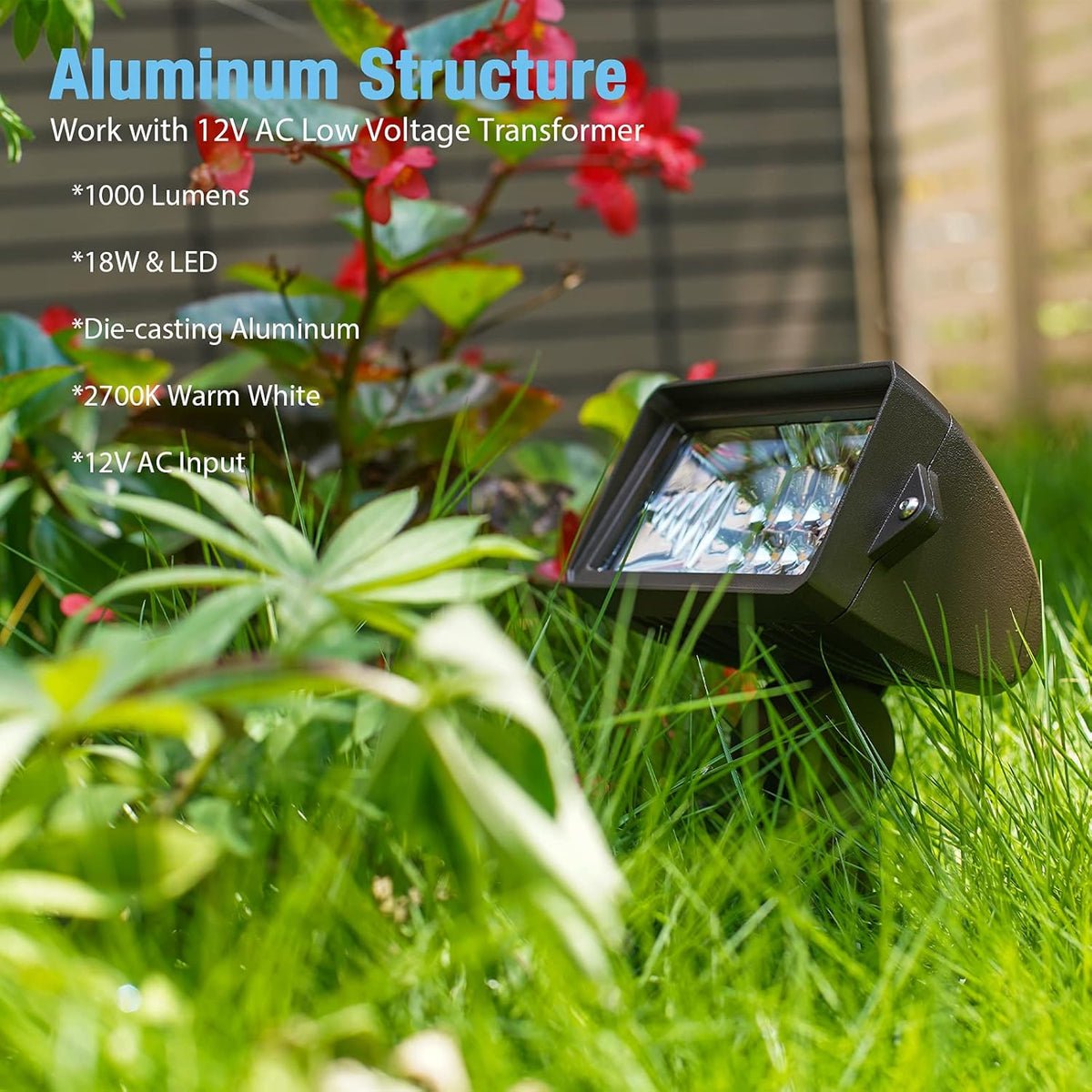 8PK LED Landscape Flood Lights 18W 1000 Lumens Die-Cast Aluminum Brown V4673