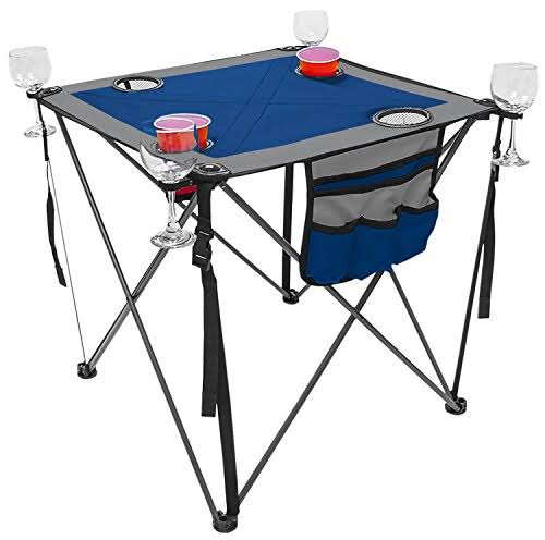 Folding Wine Table with Cupholders and Wineglass Holders L960407