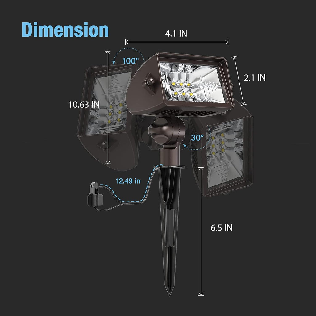 8PK LED Landscape Flood Lights 18W 1000 Lumens Die-Cast Aluminum Brown V4673