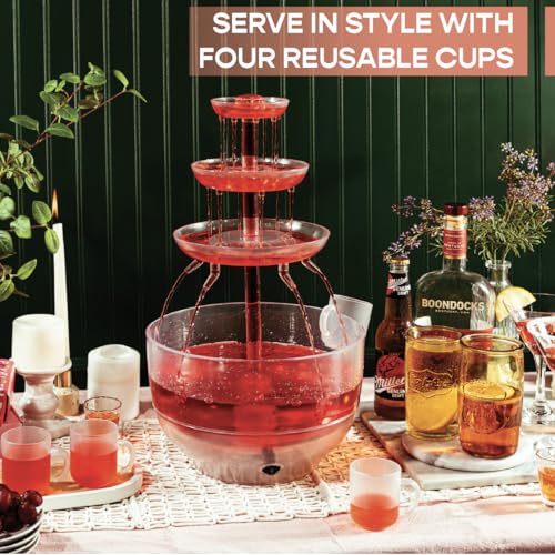 1.5 Gal 3 Tier Drink Fountain with LED Base and 4 Reusable Cups C59279