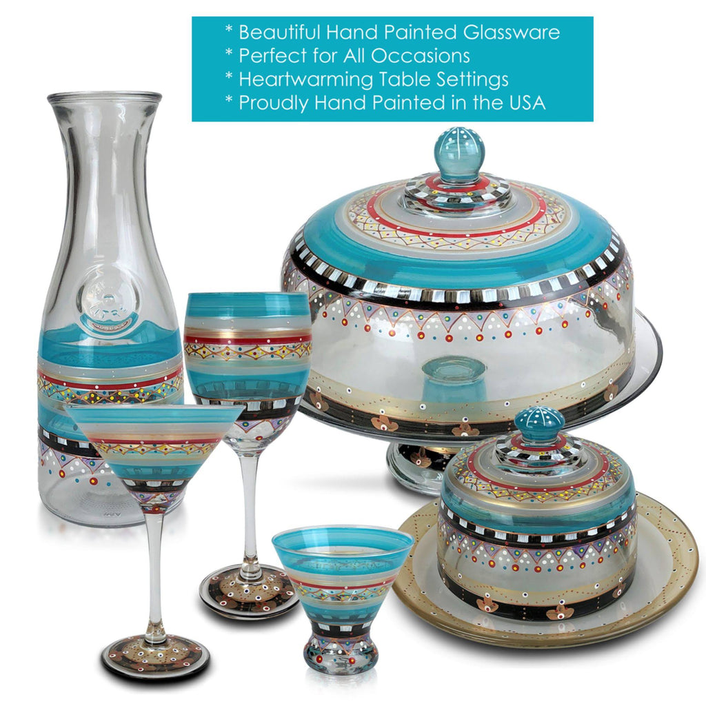 Set of 2 Hand Painted Wine Glasses, 10.5 oz. F3552