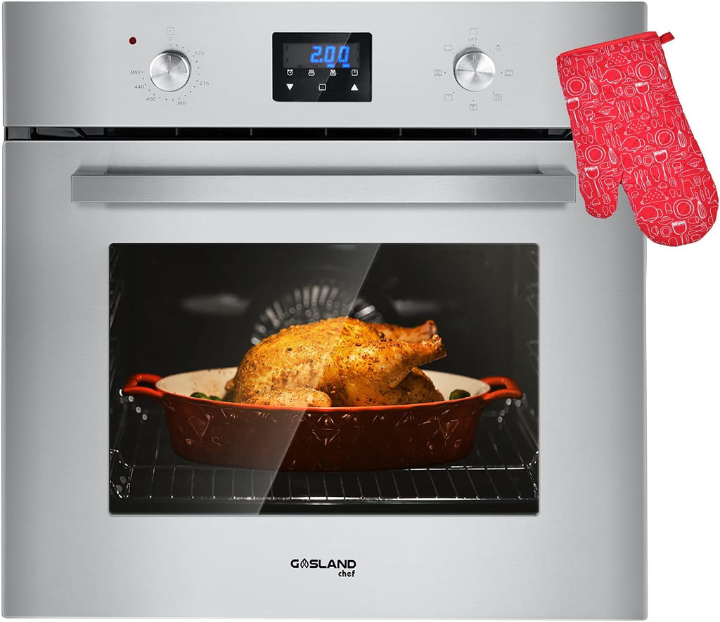 24 Single Wall Electric Oven, 240V 2800W 2.3Cu.f 9 Cooking Functions Convection, Stainless Steel F755531