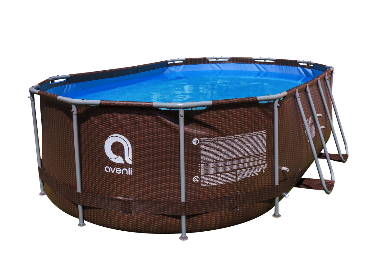 14 ft. Brown Oval Steel Frame Above Ground Swimming Pool W1024