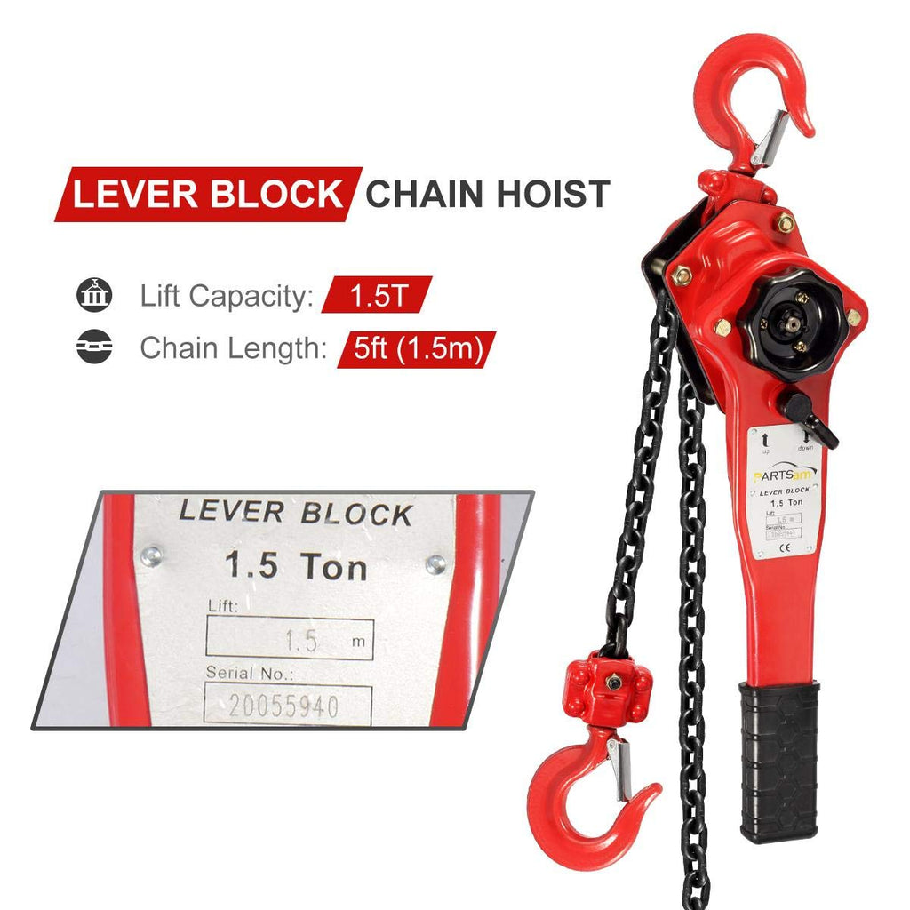 3300LBS Capacity Lever Hoist Come Along with 2 Heavy Duty Hooks, Pack of 2 V42737