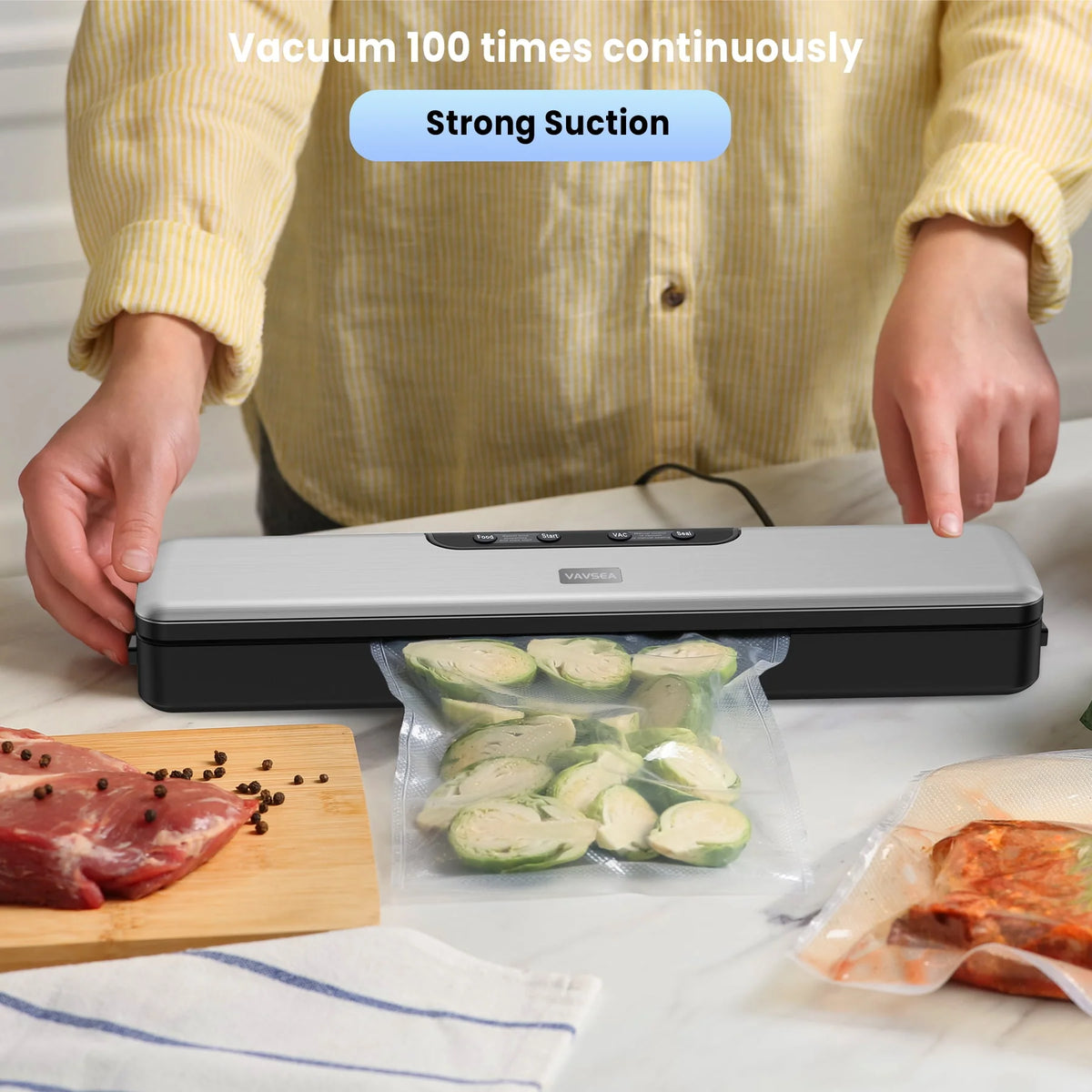 70Kpa Vacuum Sealer with Vacuum Hose & 10Pcs Bags R725