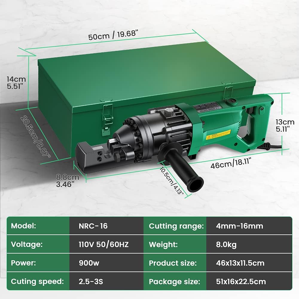 900W Electric Hydraulic Rebar Cutter, 5/8 Inch, Portable, Replaceable Blades H3320