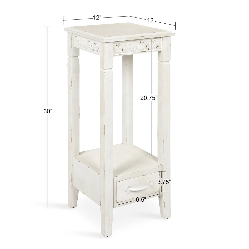 Soft White Wood Accent Table or Plant Stand C781526