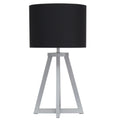 Gray Wood Table Lamp with Black Fabric Shade E215291