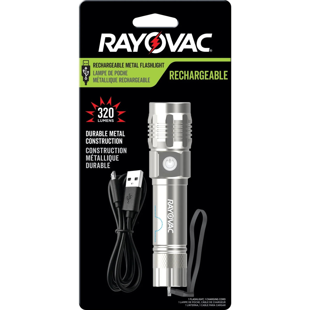 Metal Rechargeable LED Flashlight 300 Lumens W77186