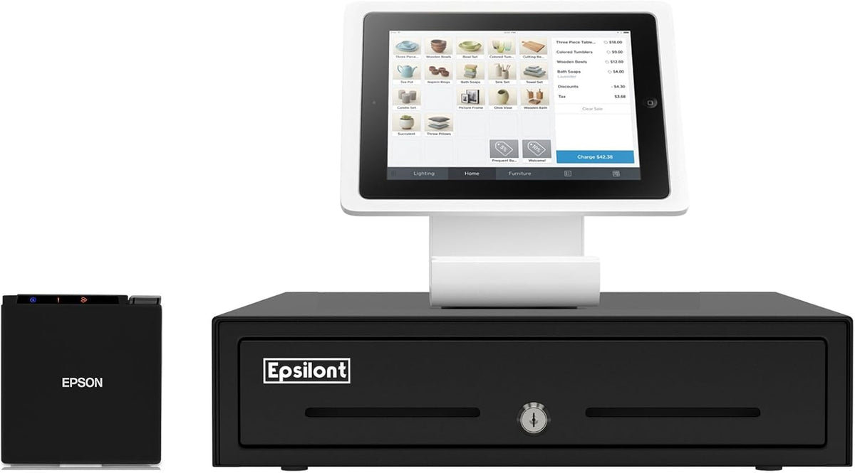 Compact Receipt Printer, Stand for iPad, Mini Cash Drawer X622
