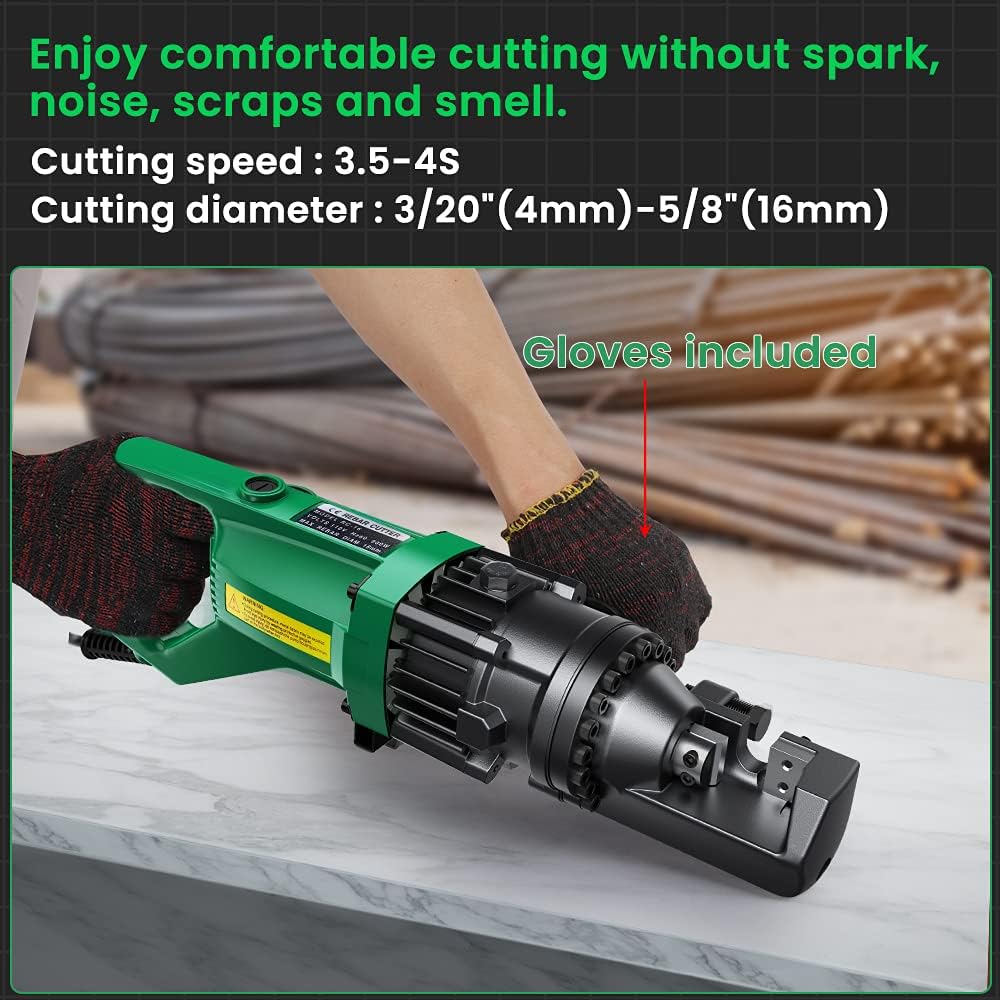 900W Electric Hydraulic Rebar Cutter, 5/8 Inch, Portable, Replaceable Blades H3320