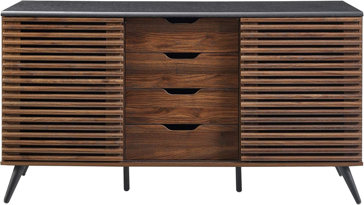Black and Dark Walnut 4 Drawer Wood Cabinet E732429