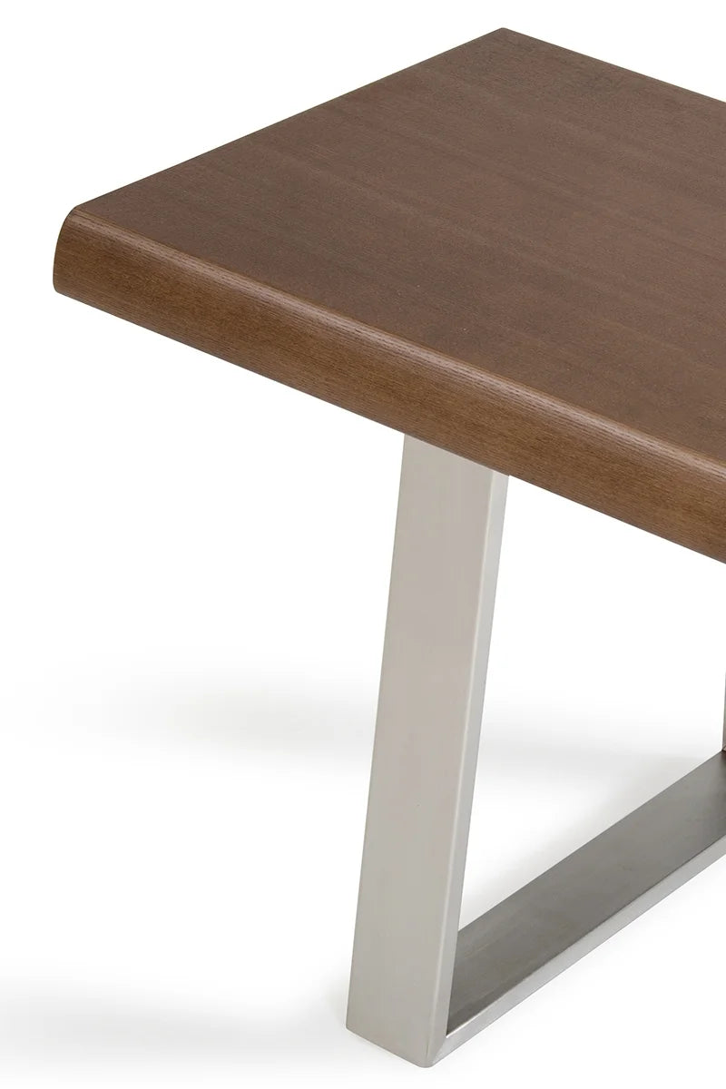 17-inch Walnut Wood and Steel Dining Bench H4933