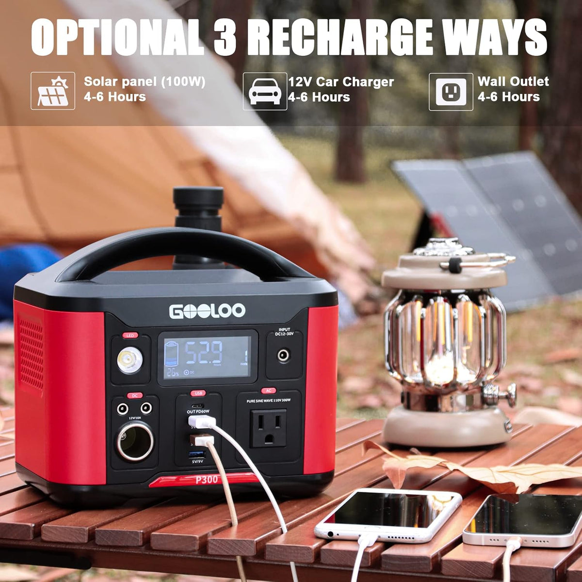281Wh Portable Power Station with 110V/300W AC Outlet Z264264