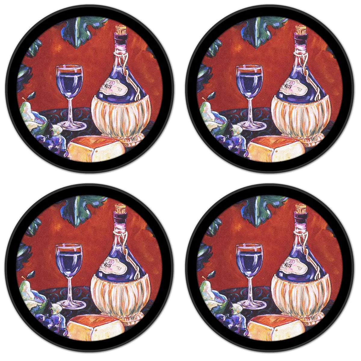 Silicone Non-Slip Drink Coasters with Absorbent Felt Pad Set of 4 S286400