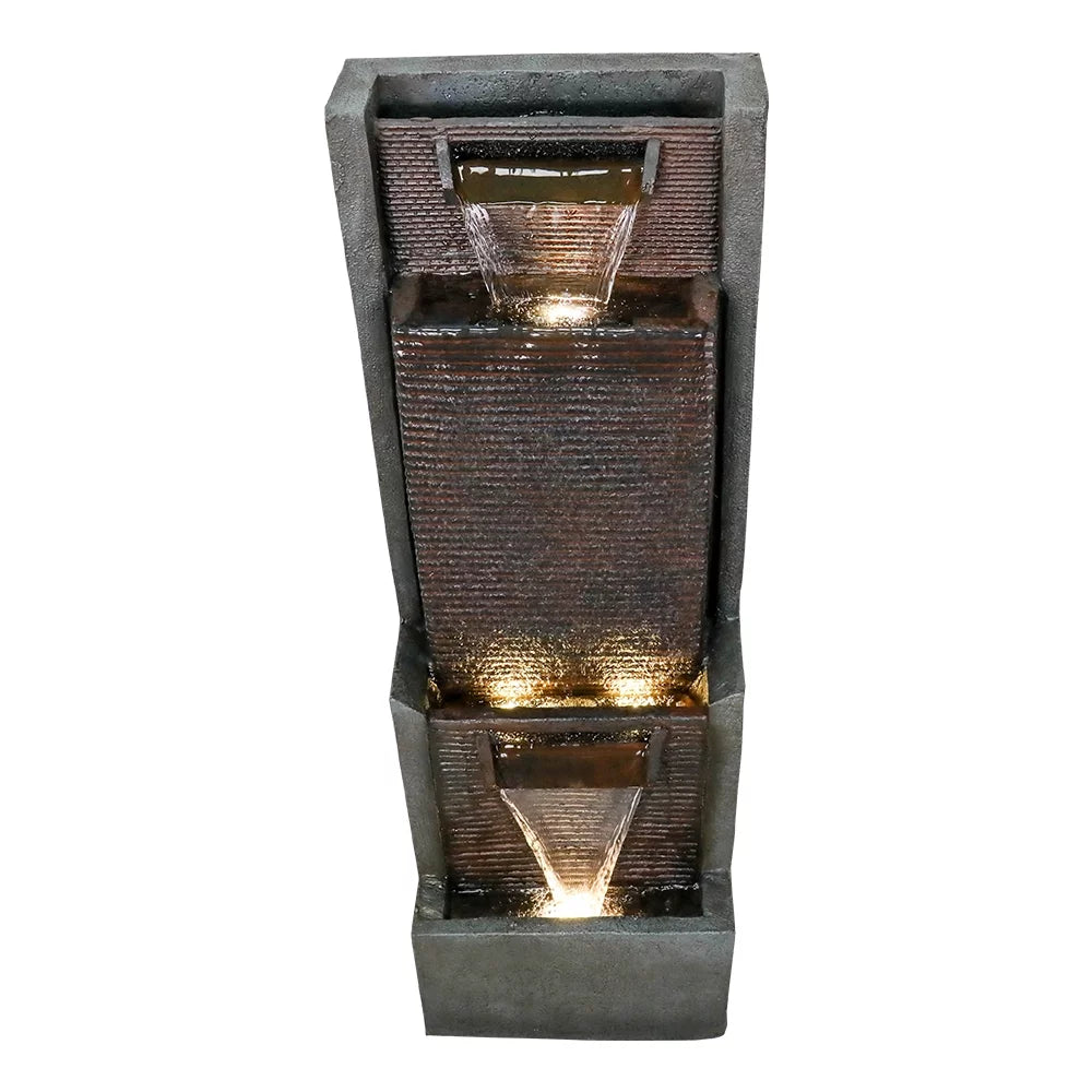 39.3” H Modern Floor-Standing Waterfall Fountain with Led Lights Q200