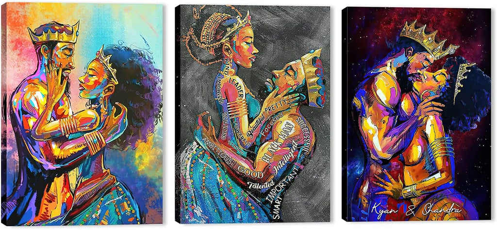 African American Faceless Portrait Canvas Print, Set of 3 Pieces R4724