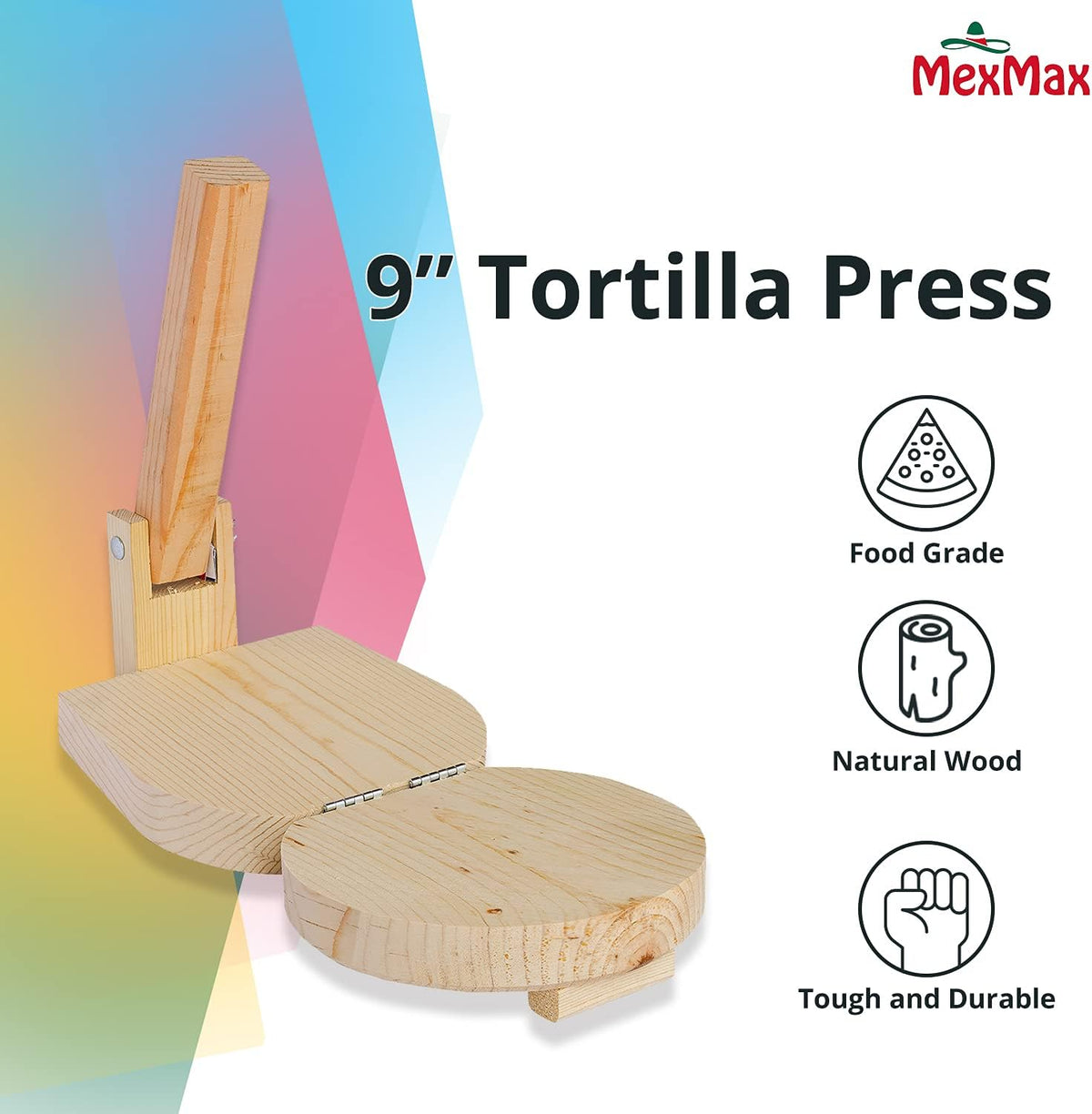 9 Inch Wooden Tortilla Presser D6775
