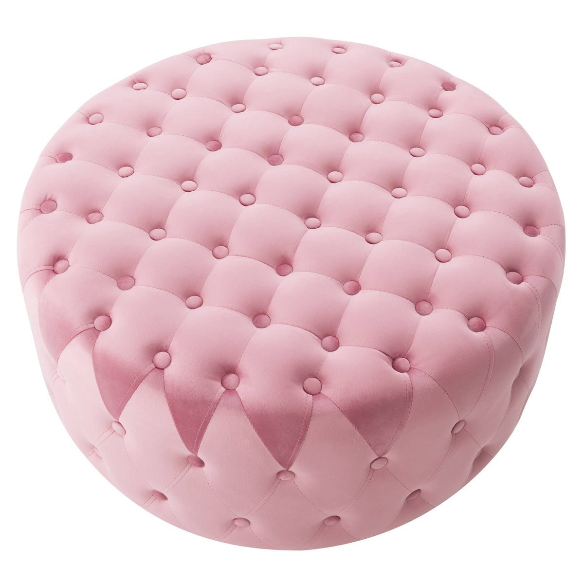 Blue Velvet Large Round Tufted Ottoman N15311