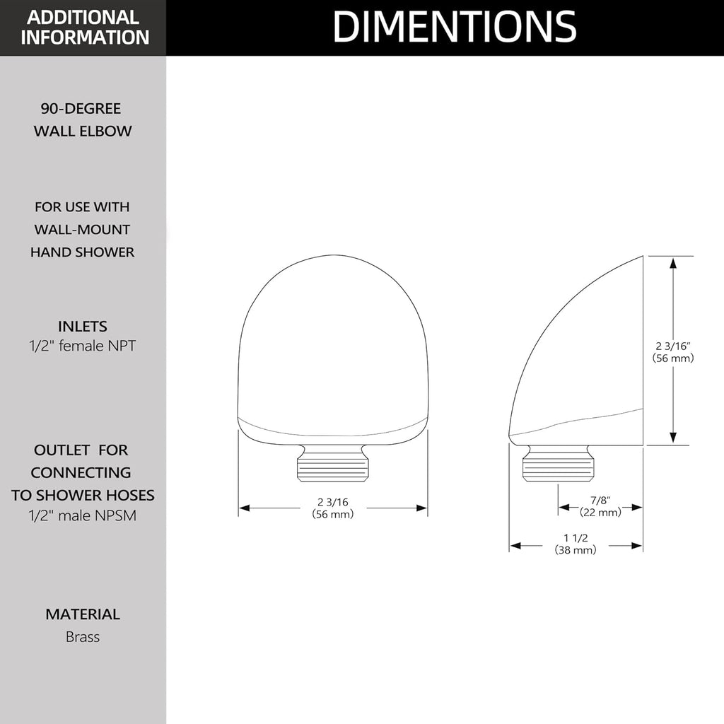 Brilliance Stainless Wall Elbow for Hand Held Shower, Pack of 2 Y80096