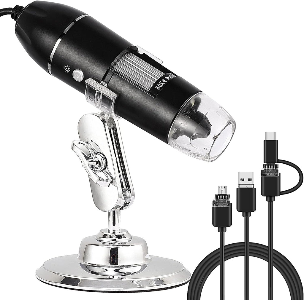 3 in 1 USB Digital Microscope 1600X Handheld with Rotating Base and 8 LED Lights Y345